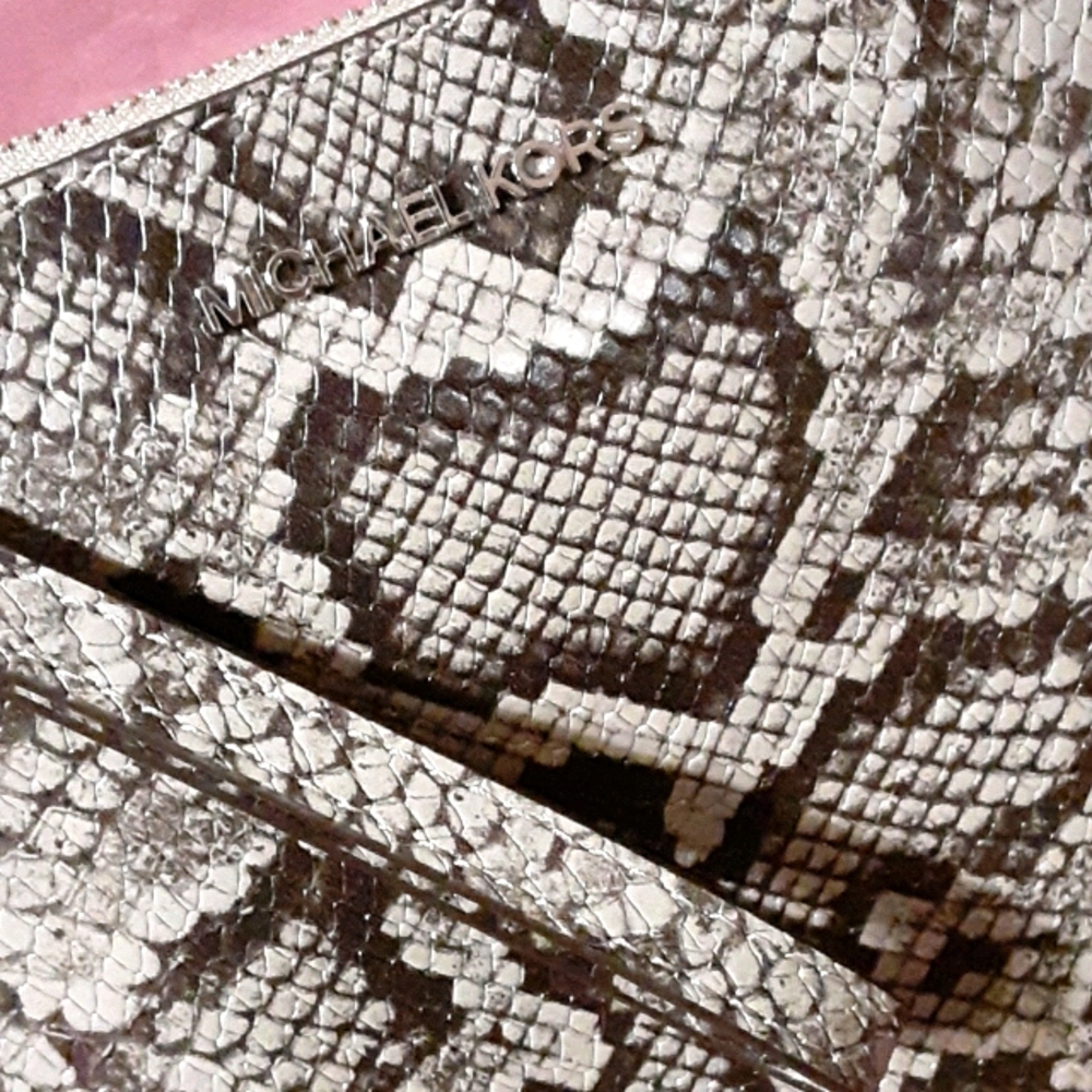 Micheal Kors embossed snake skin pouch